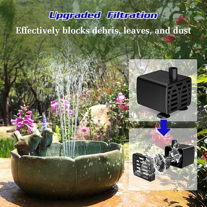 AISITIN 3.5W Solar Fountain Built-in 1800mAh Battery, Solar Bird Bath Fountains with 8 Nozzles, Solar Water Pump for Garden Birdbath Pool Fish Tank Pond and Outdoor (Purple)