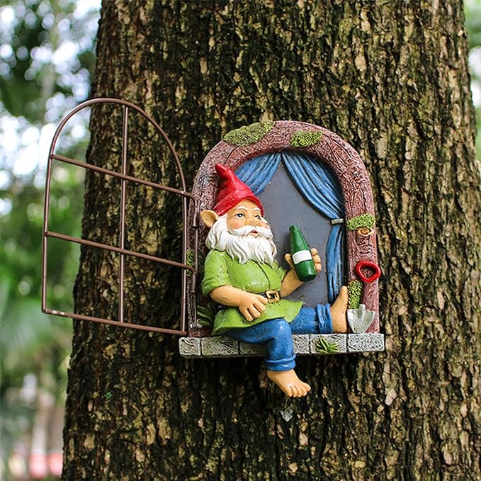 Gnome Tree Hugger, Funny Garden Gnomes Outdoor Decorations for Lawn Patio Yard Home Decor, Spring Gardening Gnome Gifts, Whimsical Tree Sculpture Peeker Yard Art