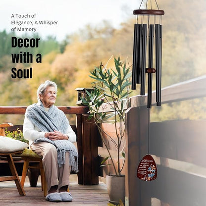 Memorial Wind Chimes for Loss of Loved One, Windchimes in Memory of a Loved One, Sympathy Gift Baskets, Bereavement Condolence Gifts, Memorial Gifts for Loss of Mom, 32" Sympathy Butterfly, Black