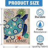 Dyrenson Turtle Beach 28 x 40 House Flag Welcome Summer Double Sided, Tropical Ocean Burlap Garden Yard Decoration Rustic Coastal, Nautical Sea Seasonal Outdoor Décor Decorative Large Flag