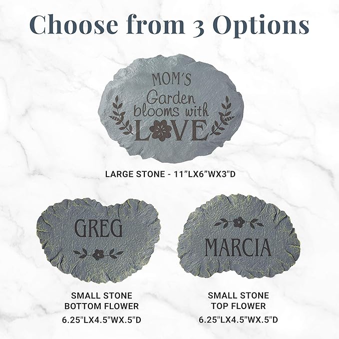Let's Make Memories Personalized Blooms with Love Garden Small Garden Stones – for Mom/Kids or Grandma/Grandkids – Customize with Title & Names