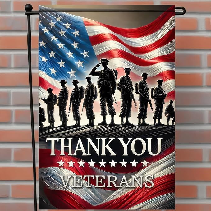 BlissYard Veterans Day Garden Flag 12x18 Inch, Thank You Veterans Double Sided Garden Flag for Outside Yard Decor, Military Veteran Garden Flags Veterans Day Yard Flag, Memorial Honor Gift for Veterans