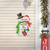 Glitzhome 30" H Metal Christmas Snowman Family Yard Sign with Stake, Xmas Decorative Standing Wall Hanging Decoration for Garden Home Lawn Pathway Walkway