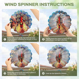 Wind Spinners Outdoor, IDEA SHOW 12In Stainless Steel Wind Spinners Outside, 3D Kinetic Hanging Sculpture, Rustproof Metal Garden Decor Ornaments for Yard Art, Women, Men, Holidays