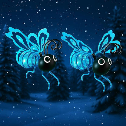 Solar Butterfly Lights Outdoor for Garden – Hanging Metal Insect Light with Hook, Waterproof Butterfly Decorations for Yard, Patio & Lawn, Holiday Gifts for Women & Kids (Sky Blue-2PC)