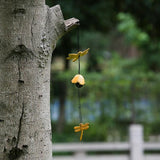 Japanese Wind Chime Cast-Iron Outdoor Ornament for Garden, Patio & Balcony, Hanging Metal Wind-Bell Decoration Gift, Blessing Pendant Windchimes, Yellow Dragonflies