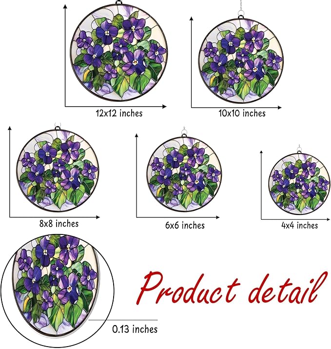 Violet Flower Acrylic Suncatcher, Flower Suncatchers for Window Hangings, Stained Glass Effect Garden Decor, Gift for Mother's Day, Mom, Grandma, Wife, Women