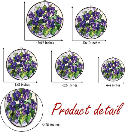 Violet Flower Acrylic Suncatcher, Flower Suncatchers for Window Hangings, Stained Glass Effect Garden Decor, Gift for Mother's Day, Mom, Grandma, Wife, Women