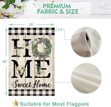 ORTIGIA Summer House Flag Burlap Vertical Double Sided 28 x 40 Inch Home Sweet Home Magnolia Large House Flag Spring Farmhouse Rustic Buffalo Check Plaid Home Front Yard Patio Outside Outdoor Decor