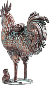 Metal Rooster and Chicks Yard Decor 15.7" L x 18.8" H Outdoor Garden Rooster Statue Sculpture Antique Metal Chicken Yard Art for Home Backyard Patio Lawn,Gift for Mom Grandma and Chicken Lovers