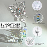 VIVIKEN Butterfly Suncatcher with The Tag of I Love You Mom Mother’s Day Butterfly Rainbow Maker Window Decor Wind Chime Crystal Ball Ornament Sun Catcher Gifts to Mom for Birthday Christmas