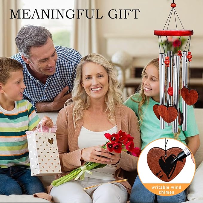 Memorial Wind Chimes Outside Loving Heart Sympathy Gifts for Loss of Loved One Passed Away Mother Mom Death of Father Dad Son Bereavement Remembrance Condolence Windchimes Outdoor