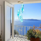 YUFENG Wind Chimes Outdoor Decor, 17'' Ocean Blue Capiz Shell Metal Windchime for Outside Garden Yard Home, Soothing Sound Decorative Wind Bell Memorial Ornament for Christmas Tree Gift