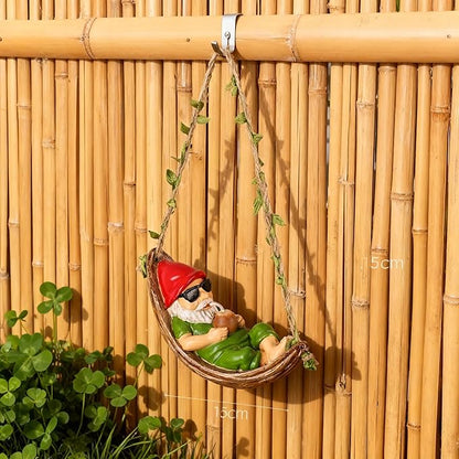 Gnome Statues for Garden Decor,Garden Hanging Decor, Resin Hanging Decorations for Outdoor, Tree Ornaments Figurines for Outside Gifts for Man Women(Coconut)