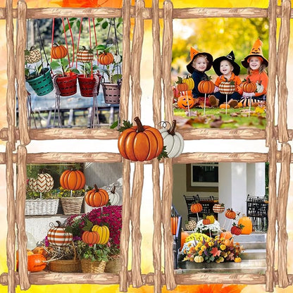 Shimeyao 6 Pcs Metal Thanksgiving Fall Pumpkin Garden Stakes Harvest Metal Garden Signs 12 Inch Pumpkin Autumn Yard Stakes Outdoor Decor for Home Lawn Porch Holiday Front Backyard