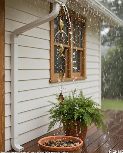 HIGHBIX Rain Chain 8ft Handmade Garden Display Hanging Replacement for Gutter Downspouts Black Powder Coated (Theme 3)