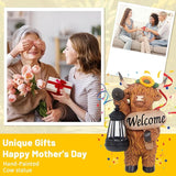 Garden Highland Cow Decor, Solar Outdoor Statue with Lantern Funny Highland Cow Figurine for Yard Garden Patio Lawn Ornaments - Unique Birthday Gifts for Mom, Women