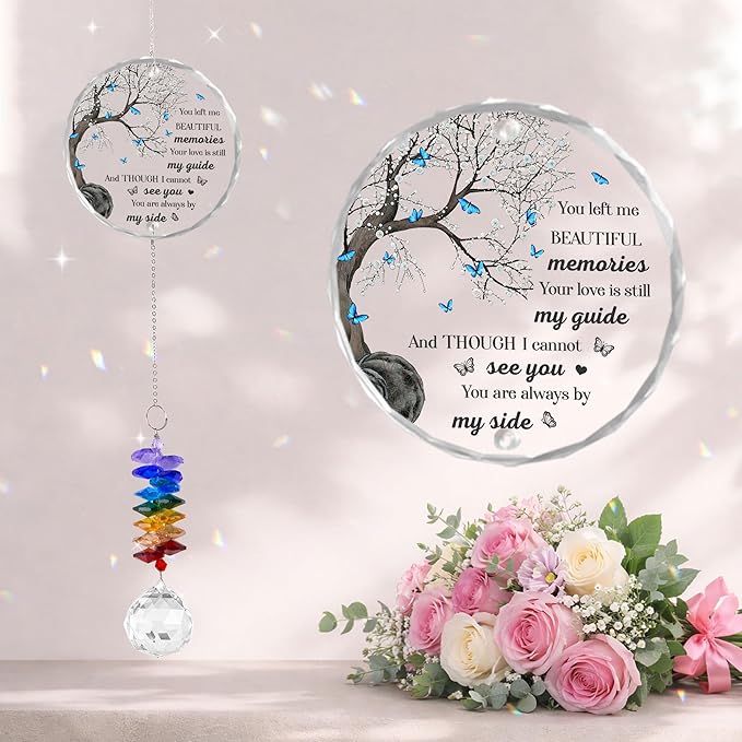 Memorial Suncatcher Ornament Sympathy Gift for Loss of Loved One - Crystal Rainbow Maker - Bereavement Keepsake - Hanging Crystal Decor - Loss of Family Friend Pet