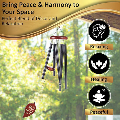 Wind Chimes for Outside – Memorial Wind Chimes 32" for Loss of Loved One with Leaf Spinner, Bereavement & Sympathy Gift, Soothing Tones, Bronze Finish