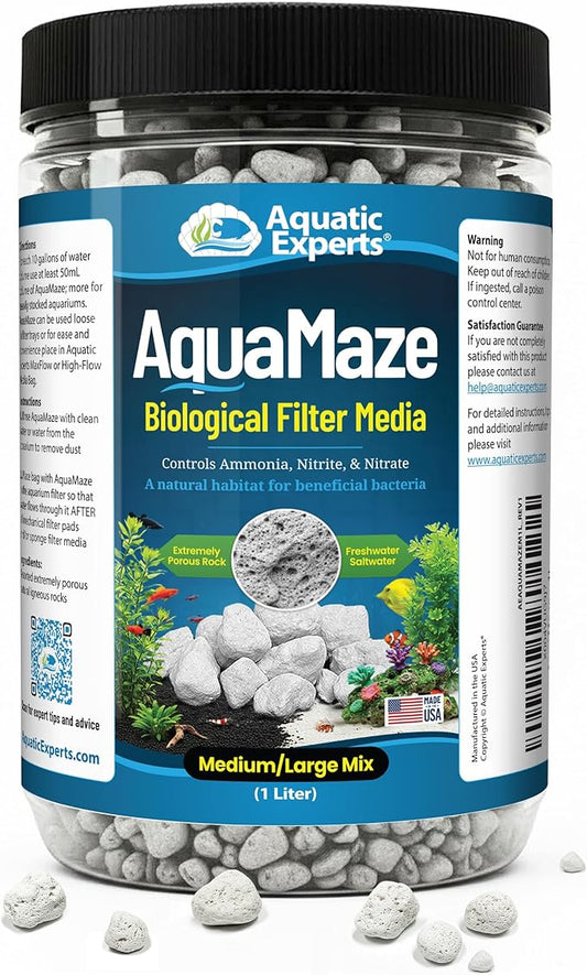 Aquatic Experts AquaMaze Aquarium Bio Media – 1L for Freshwater & Saltwater Tanks, Compatible with Canister, Sump & HOB Filters