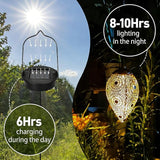 Hanging Solar Lights Outdoor Waterproof with Shepherd Hook Garden Decor Chandelier Birthday Gifts for Women Mom Family Hanging Solar Lanterns for Yard Patio Pathway Holiday Gift Ideas