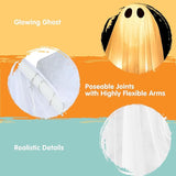 JOYIN 2 Pcs 47” Halloween Light up Hanging Ghost Decoration Outdoor, Halloween Flying Hanging Ghosts with Warm LED Light for Haunted House Prop, Front Yard Patio Party Decor Indoor Outdoor