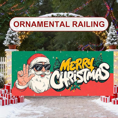 7 x 16 ft Christmas Garage Door Decorations Merry Christmas decorations Xmas Garage Door Cover, Happy New Year Hanging Banner for Home,Outdoor,Indoor,Party