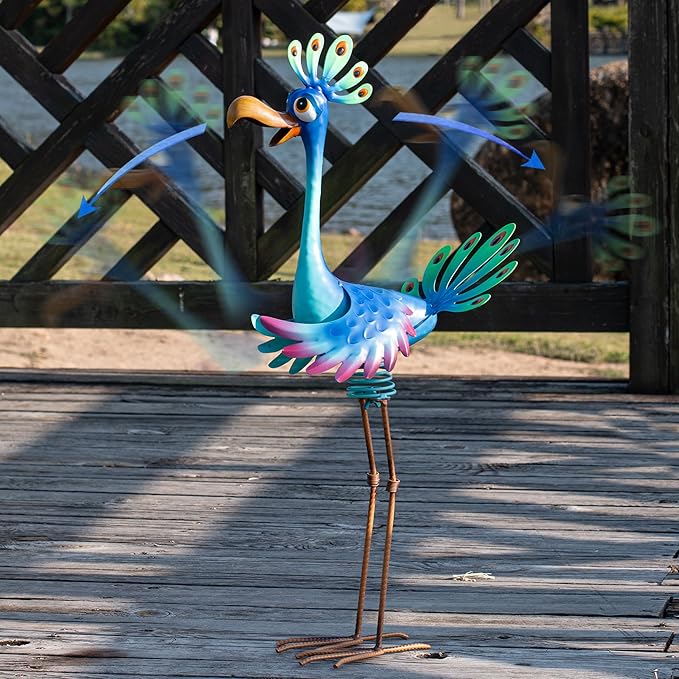 Natelf Large Peacock Statue Outdoor Metal Bird Decor Standing Metal Peacock, Garden Outdoor Sculpture for Yard Patio, Porch, Home for Women, Mom, Grandma