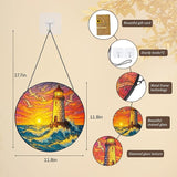 Stained Glass Window Hanging,Lighthouse Sun Catchers Stained Glass Panels for Indoor Windows Wall Art Decor, Memorial Gift for Mom Women Wife Men Lovers (11.8inch)