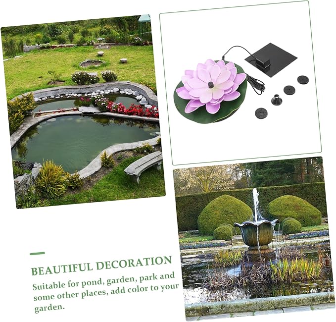 Totority Solar Floating Fountain Water Lily Pond Decor Solar-Powered Lotus Pad Fountain for Outdoor Garden Pool and Backyard Waterscape Eco-Friendly and Easy to Use 6.69X6.29X1.96In