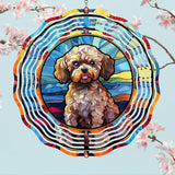 Poodle Dog Wind Spinners Outdoor Dog Memorial Gifts, 3D Metal Kinetic Hanging Garden Wind Spinner, Spinner Decor, Wind Sculptures for Outdoor & Indoor, Window, Yard Decor (Poodle 1)
