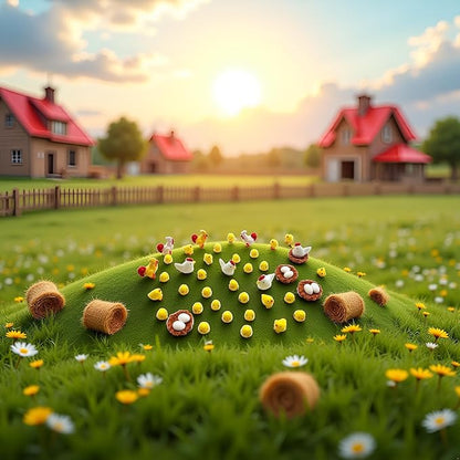 44 Pcs Miniature Family Chicken, Cock, Hen, Egg, Chicken Nest Ornament Micro Landscape Fairy Garden Décor Garden Sculptures and Statues