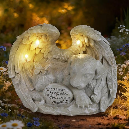 Dog Memorial Gifts, Dog Angel Statue Garden Solar Light, Pet Memorial Figurine