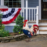 Glitzhome Metal Patriotic Rooster Statue, Rustic Yard Signs Porch Decor 21" H Garden Rooster Sculpture for 4th of July Independence Day USA Home Decor
