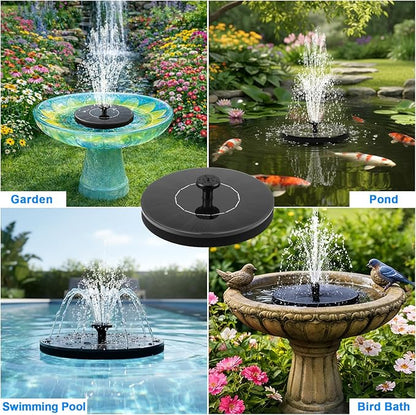 Solar Fountain, Floating Solar Water Pump with 6 Nozzles & 4 Fixed Pipes, Solar Fountain for Bird Bath, Garden, Pond, Pool