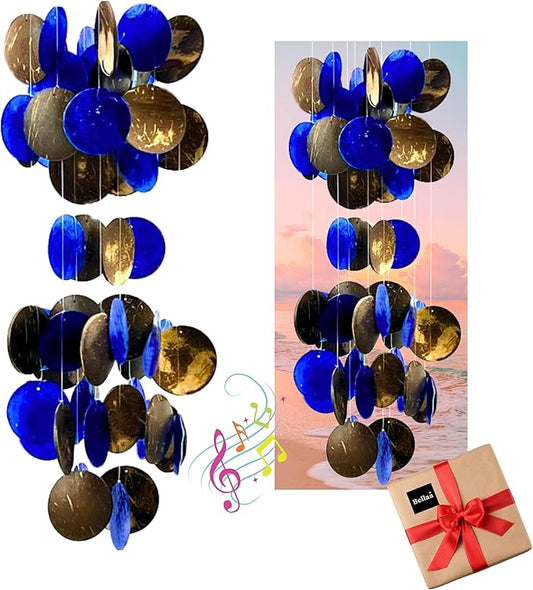 Bellaa Wind Chimes for Outside Capiz Sea Glass Shells 27 inch Outdoor Windchimes Home Garden Patio Yard Lawn Unique Gifts Mom Grandma Woman Sympathy Memorial Remembrance