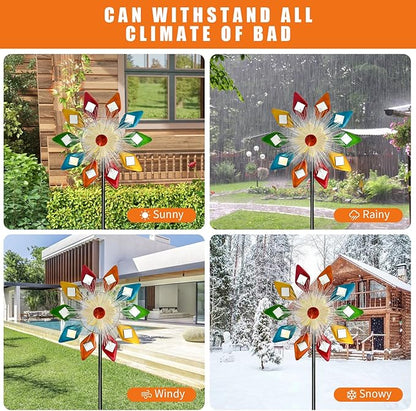 Solar 45" Sunglasses Wind Spinners for Yard and Garden, Metal Clearance Windmill Kinetic Wind Spinner Outdoor Decor, Wind Sculpture Yard Art Decorations for Patio & Lawn