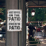 Funny Patio Signs Outdoor Patio Decor Backyard Bar Metal Signs For Outside Pool Tin Signs Patio Wall Decorations Outdoor Porch Accessories What Happens On The Patio Stay On The Patio Sign 8x12 Inches