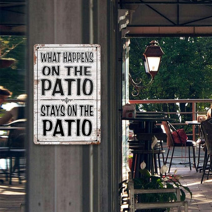 Funny Patio Signs Outdoor Patio Decor Backyard Bar Metal Signs For Outside Pool Tin Signs Patio Wall Decorations Outdoor Porch Accessories What Happens On The Patio Stay On The Patio Sign 8x12 Inches