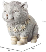 Roman Giftware Inc., Pudgy Pals Collection, Cat in Rain Boots Statue, 7.75H,Decorative, Garden Gift, Home Outdoor Decor