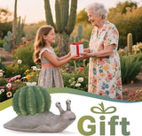 Etlemonde Solar Cactus Snail Statue Garden Decor Light - Outdoor Decorative LED Flower, Suitable for Patio, Lawnand Garden Decorations, Gifts for Mom