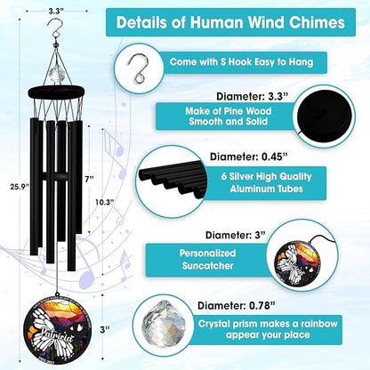 Personalized Butterfly Wind Chimes for Outside, Custom Crystal Your Wings were Ready But My Heart was Not Ornament, Sympathy Gifts for Loss of Loved One, Memorial Windchimes for Garden Décor