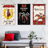 Tegeme 3 Pcs Derby Day Door Banner Derby Day Hanging Flag Decor Roses Horse Racing Festival Door Hanger Sign for Holiday Party Outdoor Indoor Home