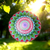 Mandala Metal Wind Spinner Outdoors - Large 12 Inch 3D & Indoor Hanging Decor, Garden & Yard Ornament | Unique Kinetic Sculpture Gift for Women, Boho Porch & Lawn Decor - Christmas Thanksgiving Gift