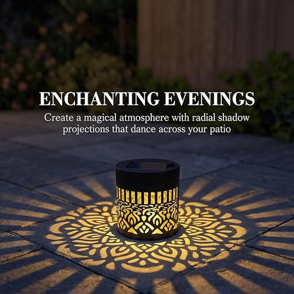 Decorative Solar Mandala Lights Outdoor, Metal Solar Fence Wall Light Waterproof, Solar Powered Mandala Garden Lights for Patio Fence Backyard Deck Outdoor Wall Decor (Peony Flower*4)