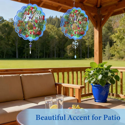 Wazzio Hummingbird Wind Spinner 12" Metal, Hummingbird Gifts for Women Men Mom Wife Grandma, Outdoor Indoor Hanging Ornament for Garden Porch Backyard, Gift for Birthday Thanksgiving Christmas