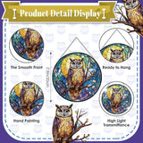 Owl Stained Glass Window Hanging, 7.9" Owl on a Branch Suncatcher for Window Doors Home Decoration, Owls Decor for Home, Mother's Day Christmas Birthday Gifts for Owls Lovers Women Men