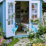 Metal Flamingo Statues, 2Pcs Blue Flamingo Yard Art Sculptures for Garden Home Patio Lawn Backyard Decorations