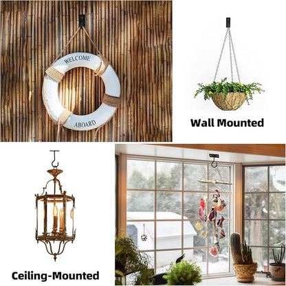 2Pcs 2.5in Ceiling Hooks for Hanging Plants Black