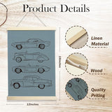 NQDWX Vintage Car Wood Poster Hanger - Baby Boy Nursery Decor & Toddler Boy Room Wall Art, 12x17 Inch Rustic Wooden Hanging Sign, Unique Gift for Car-Loving. (127)